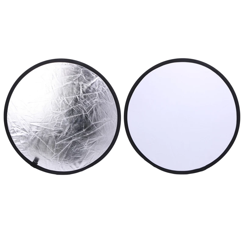 2 in 1 60cm Light Mulit Reflector Portable Collapsible Disc Photography for Portrait Silver/White | Электроника
