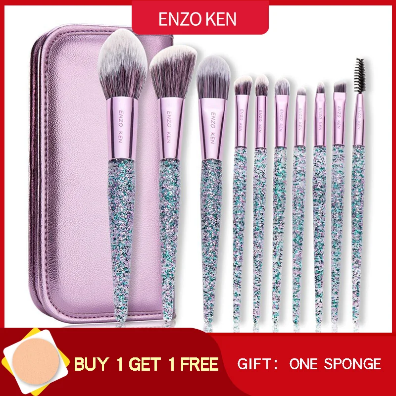 

Makeup Brushes for Women Drop Shipping ENZO KEN 10Pcs Synthetic Powder Blending Make up Brushes Set Professional