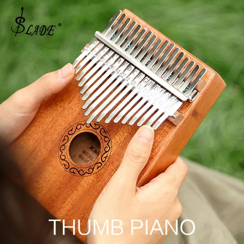 Instrumento com Acessórios Slade Chave Eletroacústica Kalimba Placa Única Mogno Polegar Piano Mbira Mini Teclado Completos 17