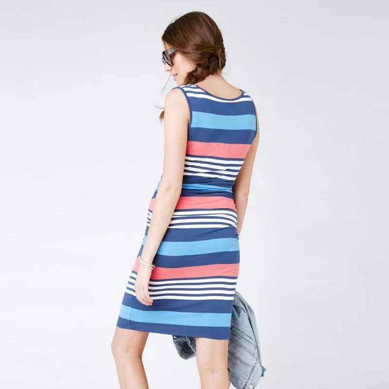 maternity nursing dress Blue Red AS1742S1 005