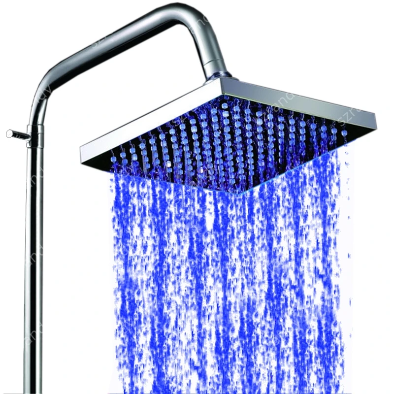 

Single Blue Color LED top shower head for bathroom water powered LED sprinkler no need battery