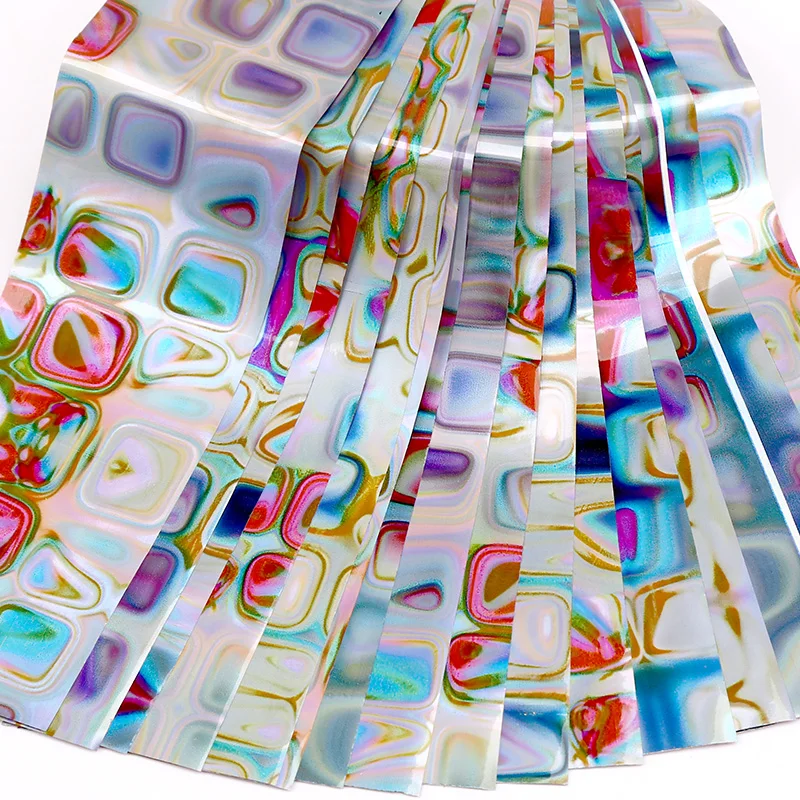 

Blueness 8Rolls Holographic Magic Cube Design Manicure Transfer Foil Stickers Nails Art Decorations Accessories Starry Decals