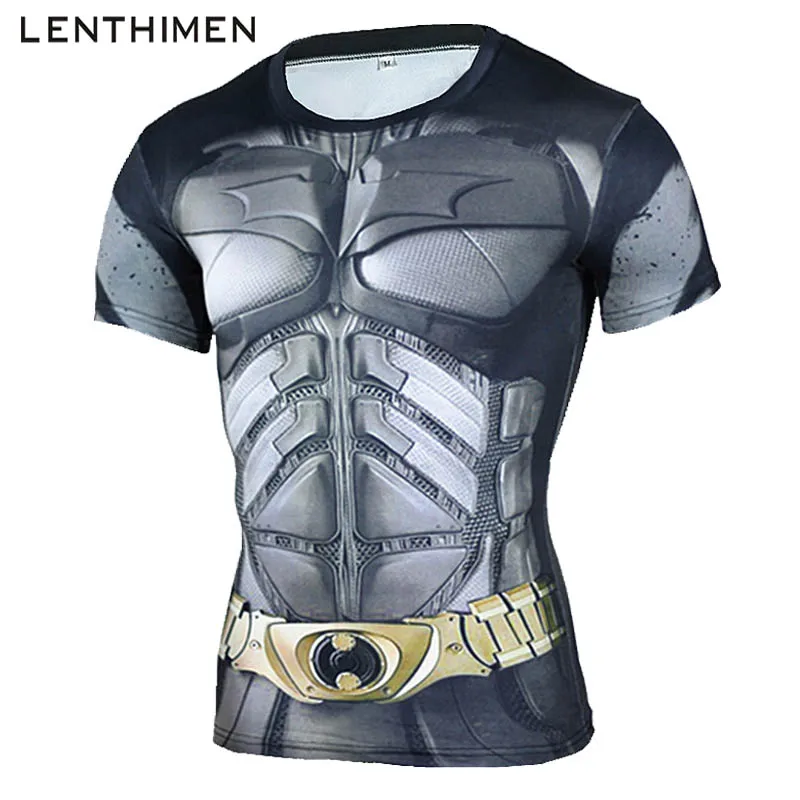 Мужская спортивная футболка с коротким рукавом и 3D-принтом «Бэтмен Рашгард», футболка для бега, футболка для футбола, спортивная одежда для спортзала