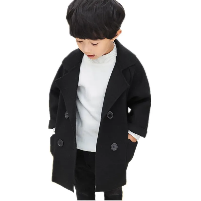

2018 6M-5T Long Windbreaker Girls Coat Children Overcoat Wool Autumn Winter Boys Jackets Baby Coats Girls Outerwear Kids Clothes