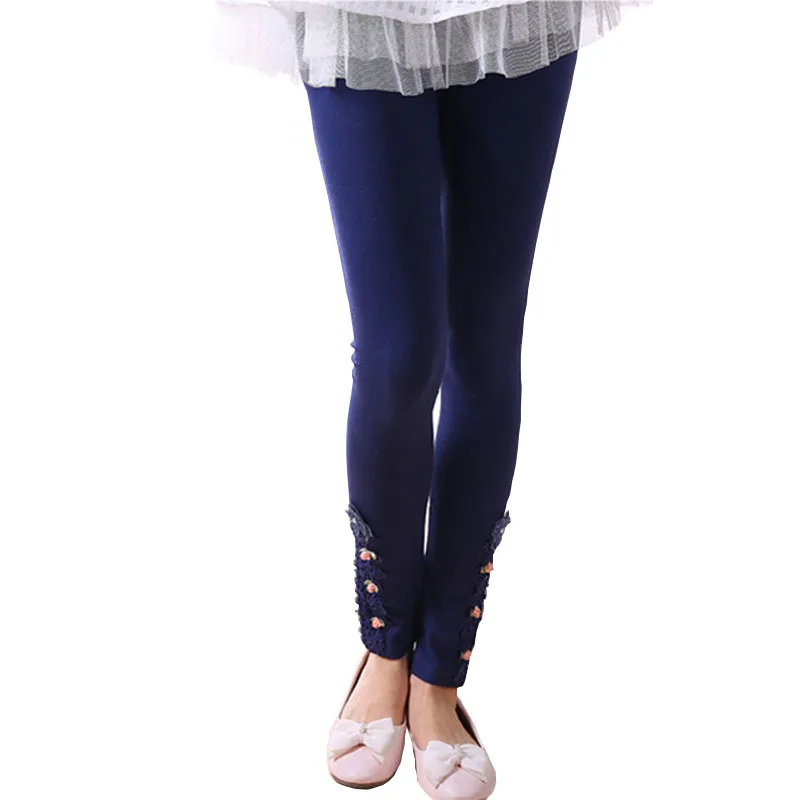 

Children Girls Lace Flower Cotton Skinny Leggings 2018 New Spring Autumn Kids Princess Leggings Girls Pants 4 6 8 10 12 13 Years
