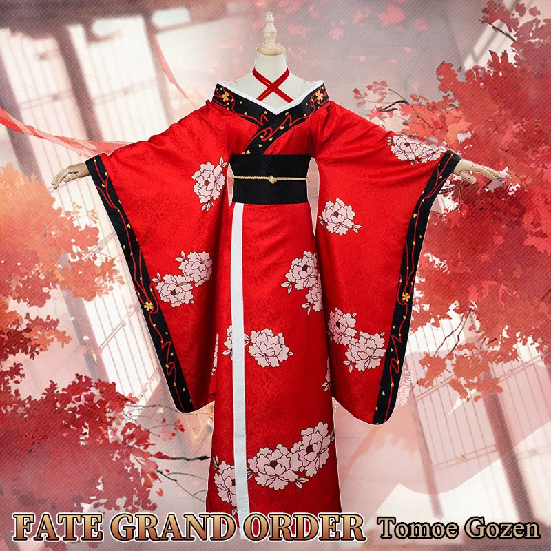 Аниме! Fate/Grand Order FGO Tomoe Gozen кимоно с эссенцией Униформа красное платье карнавальный