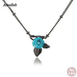 Ataullah натуральный голубой кристалл 925 Серебро Природный ожерелья и кулоны старинные Простой подвески для женщин Fine Jewelry NWP448