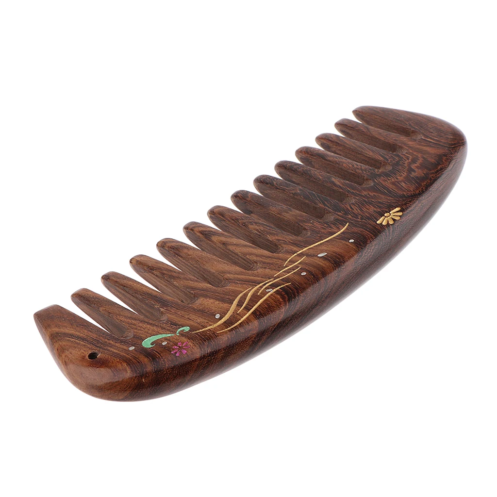 MagiDeal Handmade Polish Natural Sandalwood Comb Scalp Massage Detangling Hair Brush Beard Mustache Grooming Brush Comb