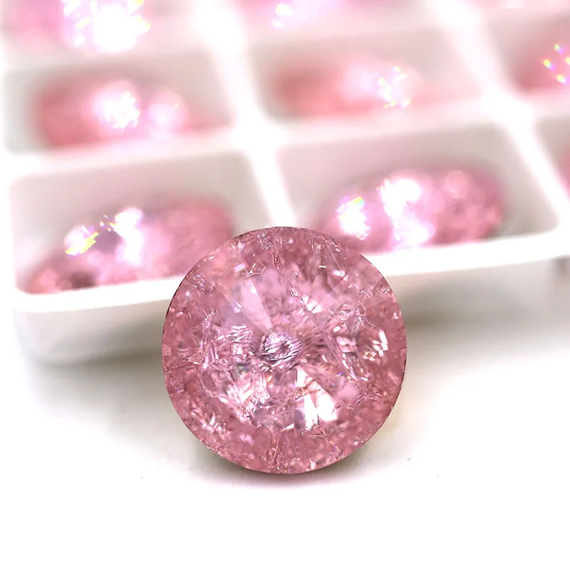

2019 New 12mm K9 pointback glass rhinestones high quality Pink crystal Round shape glue on rhinestones diy clothing Accessories
