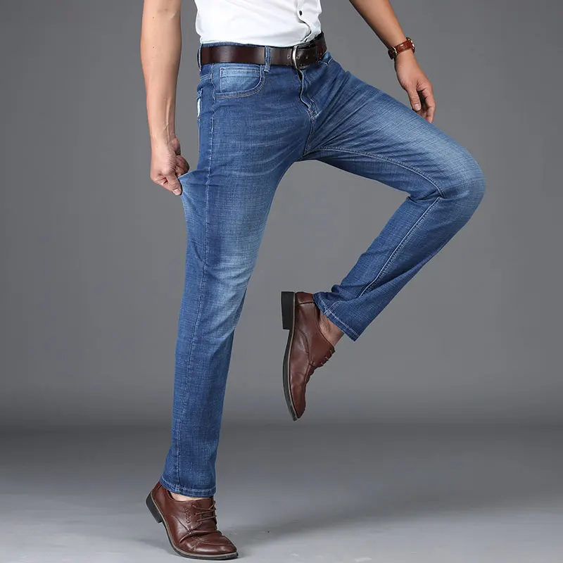 Мужские джинсы весна лето тонкие длинные прямые джинсы мужские хлопок мельница белая Повседневная брендовая одежда джинсовые штаны мужские деловые брюки
