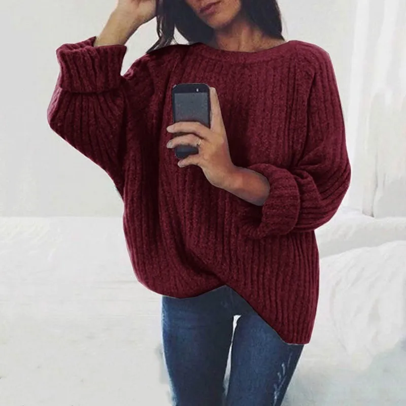 

pull femme hiver Pullovers Autumn Spring Women's O-Neck Sweater Casual Solid Sweaters Loose Pullover