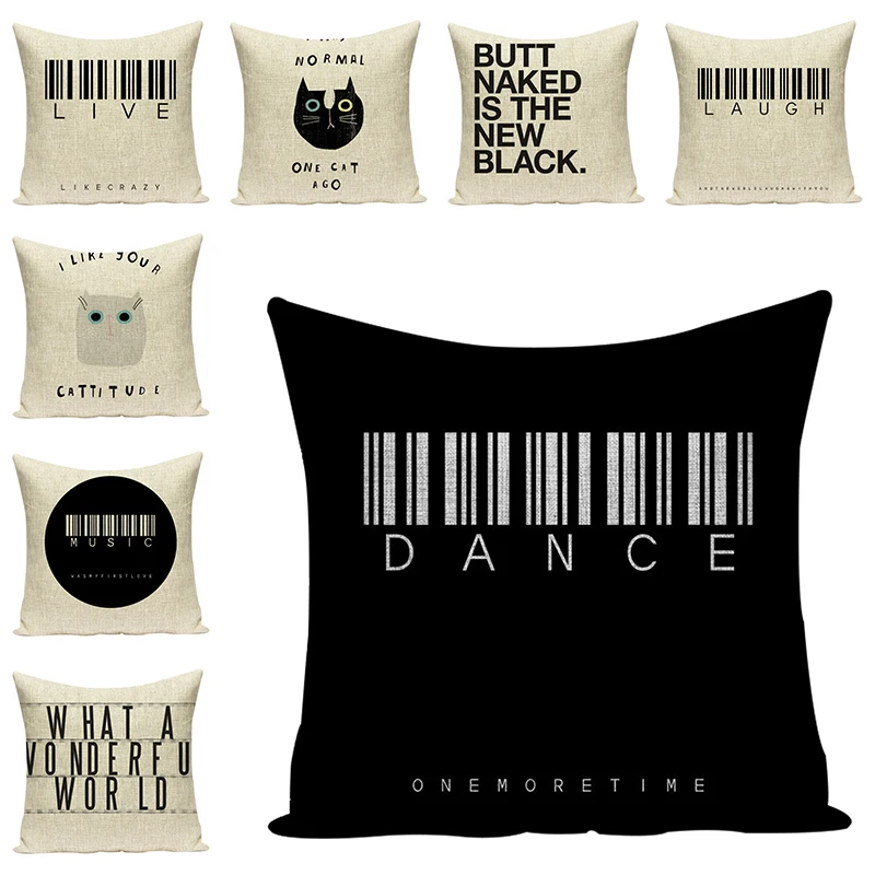

Linen Cushion Cover Letter Print Decorative Pillow Case Sofa Throw Pillowcase Car Seat Accessories Home Textile Decor 45x45cm