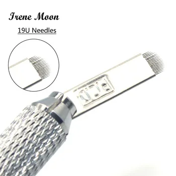 10 Pcs Eyebrow Tattoo Semi-Permanent Makeup 19U Pin Needles Microblading 3D Eyebrow Embroidery Blades For Eyebrow Frame