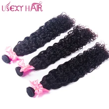 USEXY HAIR Water Wave Brazilian Hair Weave 3 Bundles Natural Color Non Remy Can Be Dyed And Bleached Human Hair Extension