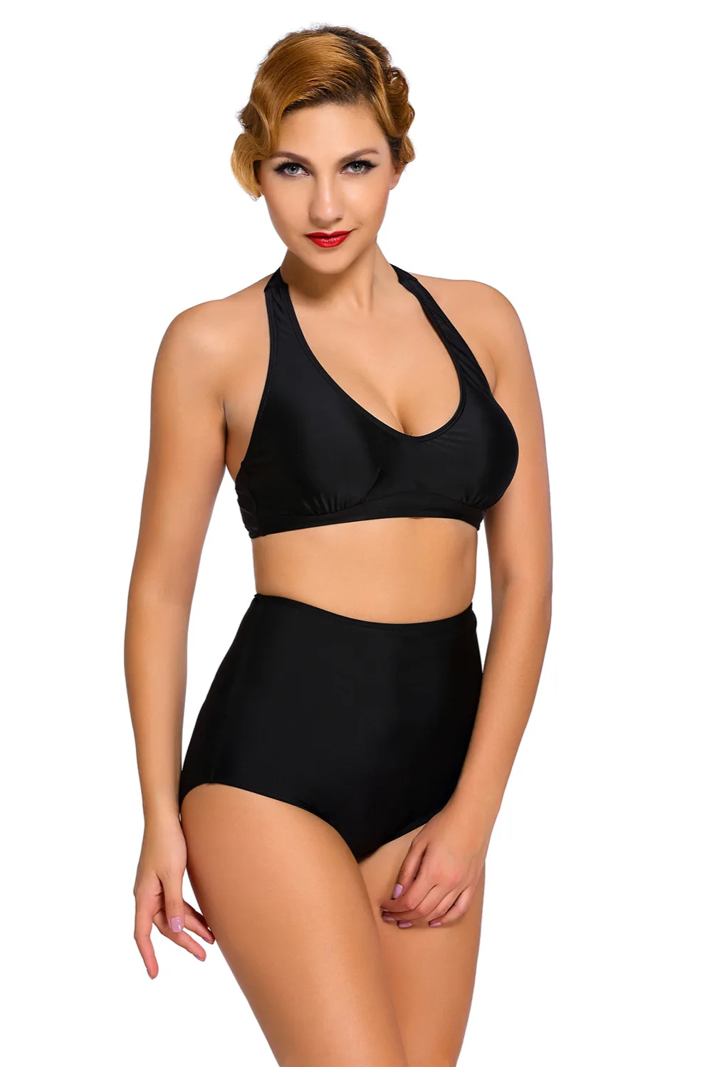 Solid-Black-Halter-Bikini-Swimsuit-LC41420-2-7
