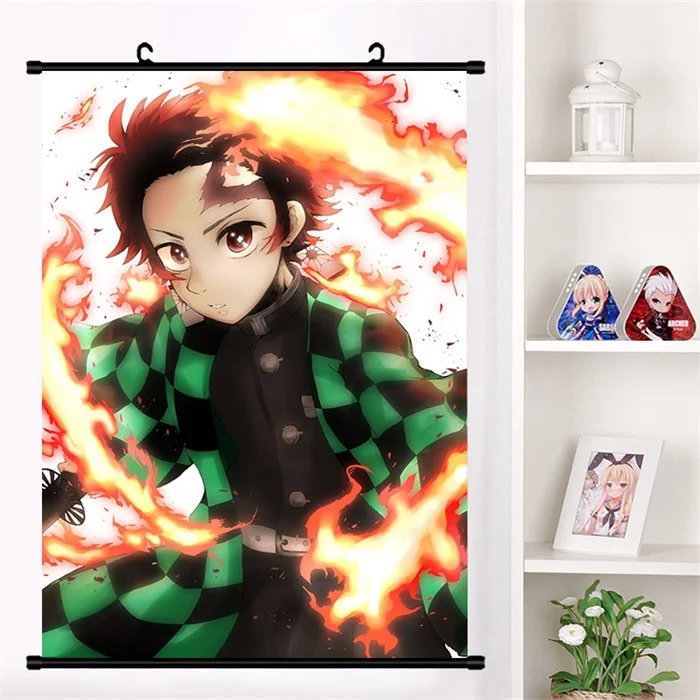 Японское аниме Demon Slayer: Kimetsu no Yaiba Kamado Tanjirou Kamado Nezuko настенный свиток плакат Настенные подвесные плакаты домашний декор - Цвет: O