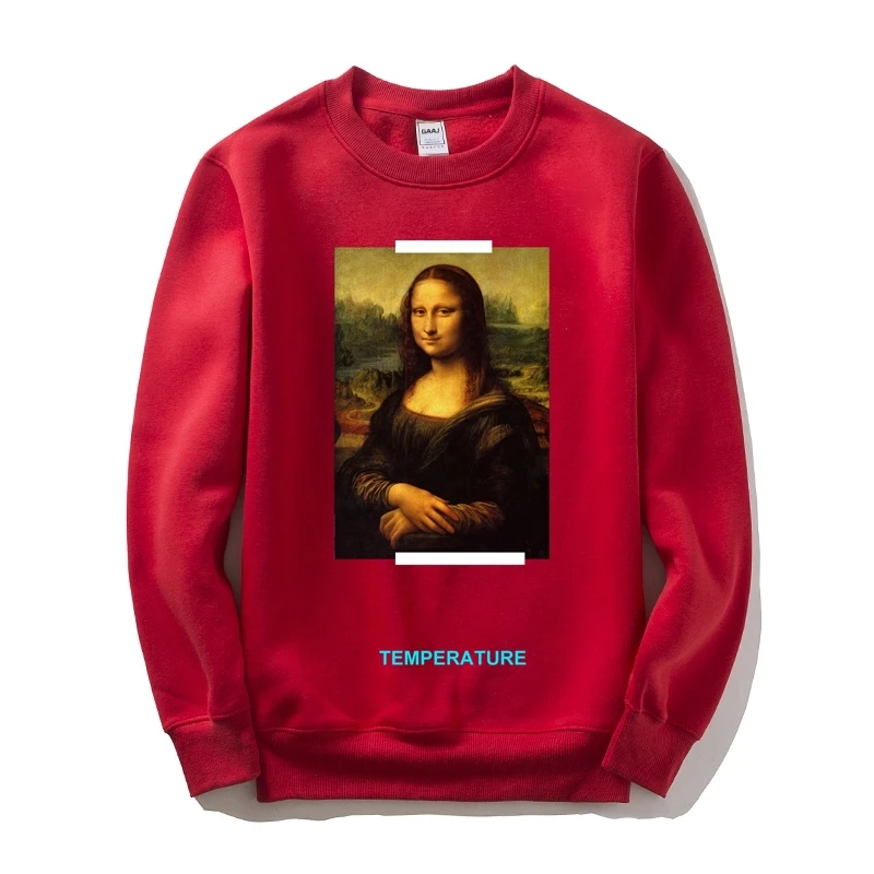 Mona Lisa температурный Мужской Женский свитшот, повседневный спортивный костюм с принтом, одежда Homme, новинка, с капюшоном, высокое качество, бренд 128FD - Цвет: Red