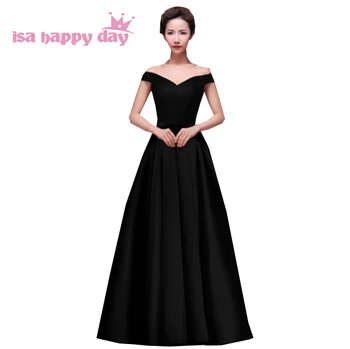 

plus size women's long black occasion evening gowns size 18 dresses for parties robe de soiree dress formal gowns 2020 H2644