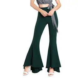 Женские расклешенные брюки 2019 модные брюки с высокой талией весенне-Осенние эластичные брюки женские мягкие уличные брюки