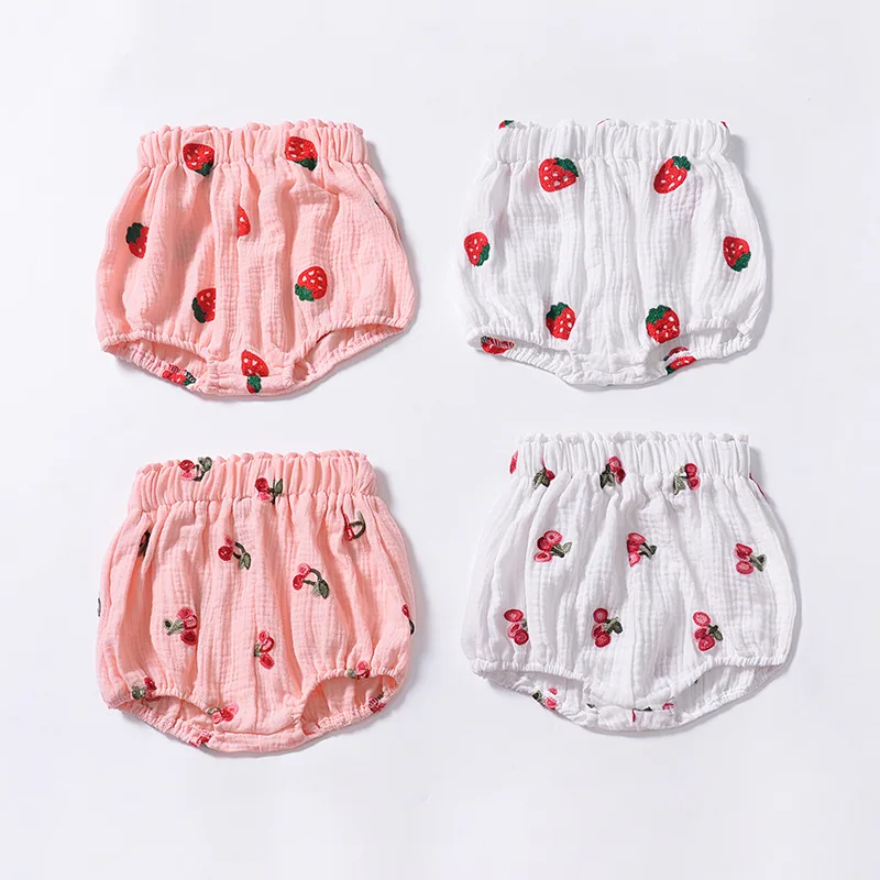 

1-5 years newborn girl short summer print cherry strawberry cotton PP shorts for kids