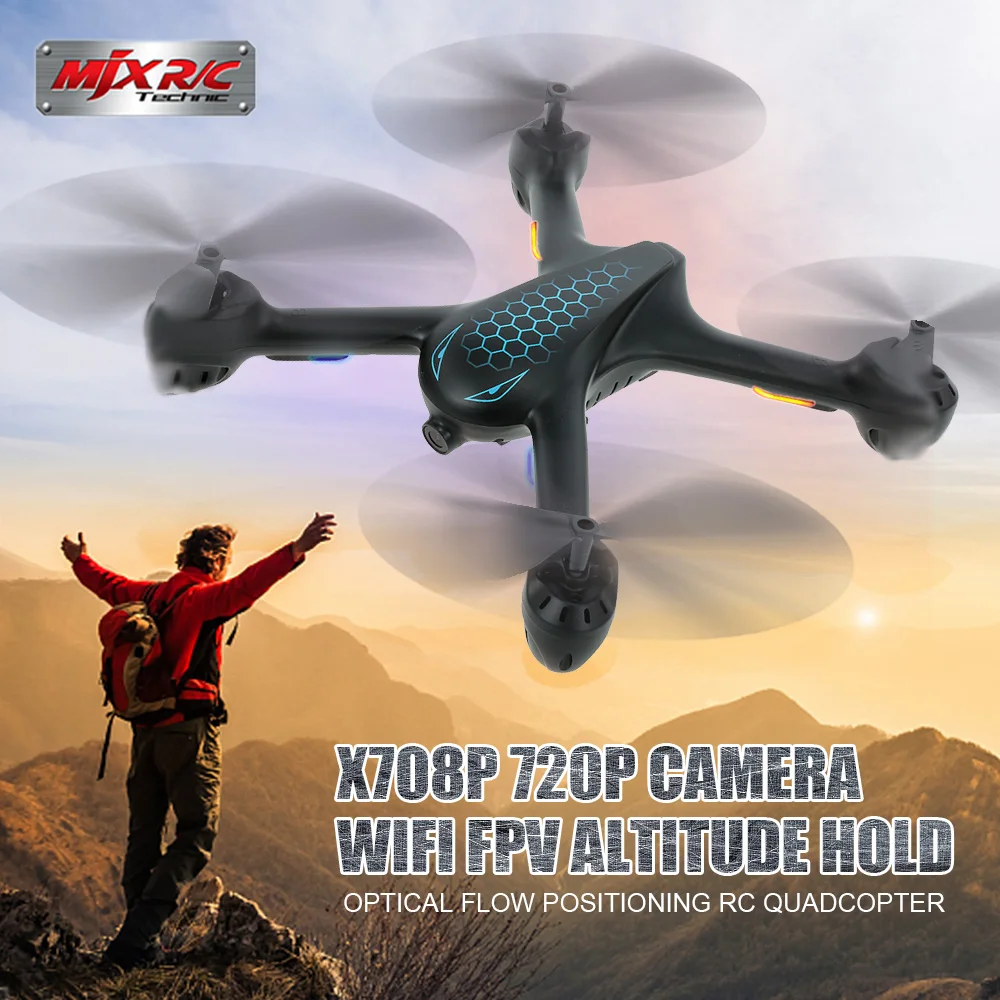 MJX X708P 720P Квадрокоптер Дрон с камерой Wifi FPV оптический поток позиционирования высота удержания вертолет