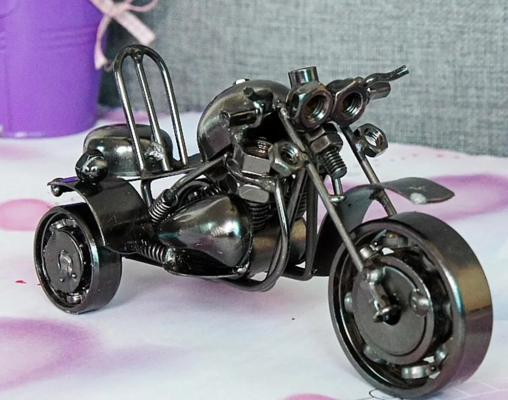 Goede Classic vintage retro motorfiets Driewieler kid s favoriete ambachtelijk craft metal model voor thuis koffie bar ornamenten decoratie