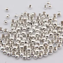 Miçangas para fazer esferas diy, espaçadores redondos banhados a ouro e prata, dourados, para fazer bola, 500 pçs/lote 2mm 2.5mm 3mm pulseira para colar,