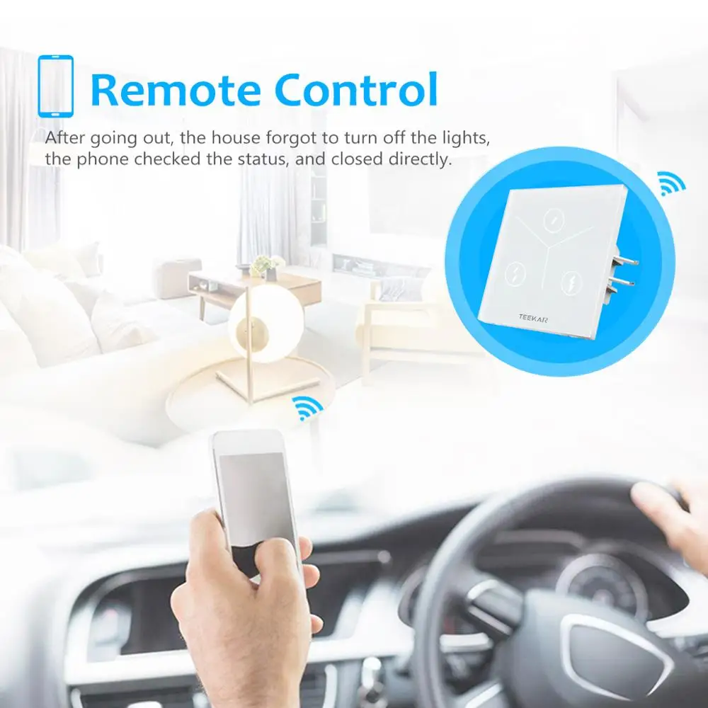  Teekar Touch Switch Smart Light Switch Panel 1/2/3 Gang Wall Touch Wifi Switch EU Standard Work wit - 33030860599