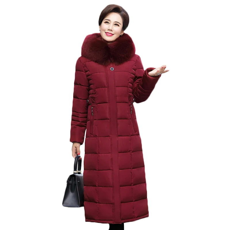 

Winter Long Down Cotton Jackets Womens 2121 New Thicken Warm Down Cotton Jacket Coat Female Hooded Padded-cotton Parka Overcoat
