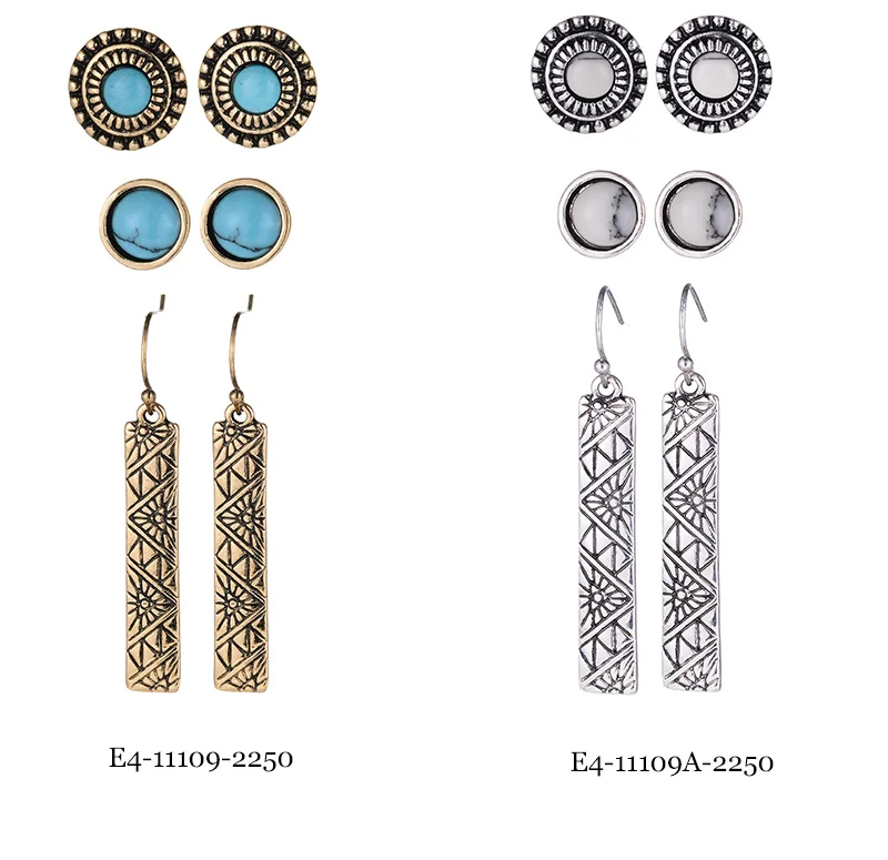 3 пары/Лот bijoux модные тибетские бриллиантовые серьги белого и синего цвета