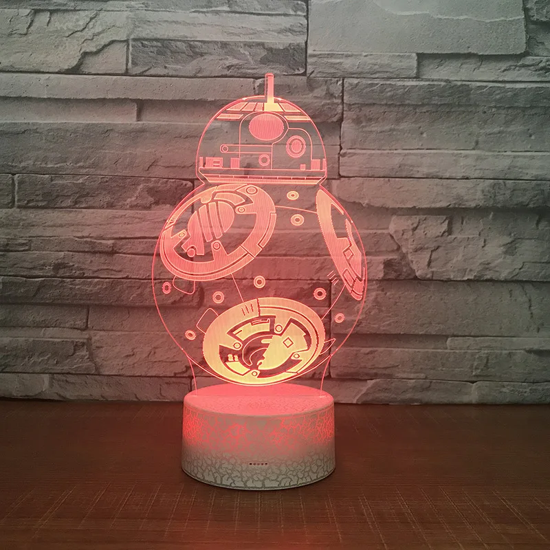 Star Wars The Force Awakens BB8 BB-8 3D светодио дный ночник сенсорный 7 цветов Изменение атмосфера настольная лампа Дети Рождественский подарок