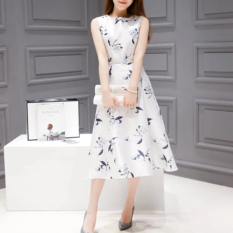 Women's 2019 Summer New Fashion Korean Version Off White Printing Boho Maxi Dress Plus Size Elegant Vintage Long Dresses | Женская