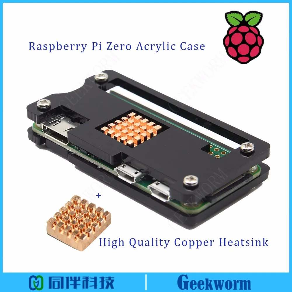 

Raspberry Pi Zero Acrylic Case Shell + Copper Heatsink (Heat Sink) Pi0 Kit