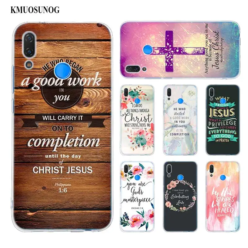 

Hot Bible verse Philippians Jesus Soft Silicone Phone Case for Huawei P Smart Plus 2019 P30 P20 P10 P9 P8 Pro Lite 2017 Mini