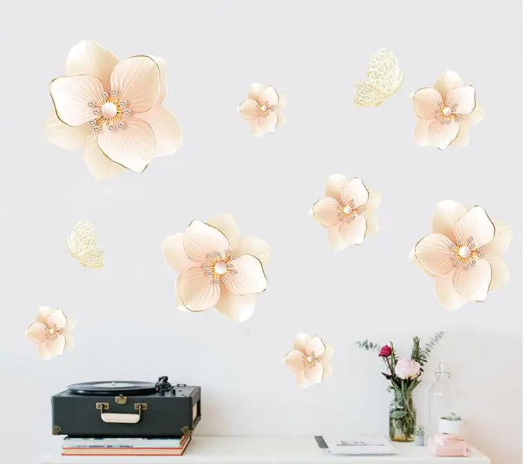 Романтический цветок 3D Wallpaer виниловые настенные наклейки DIY гостиная спальня