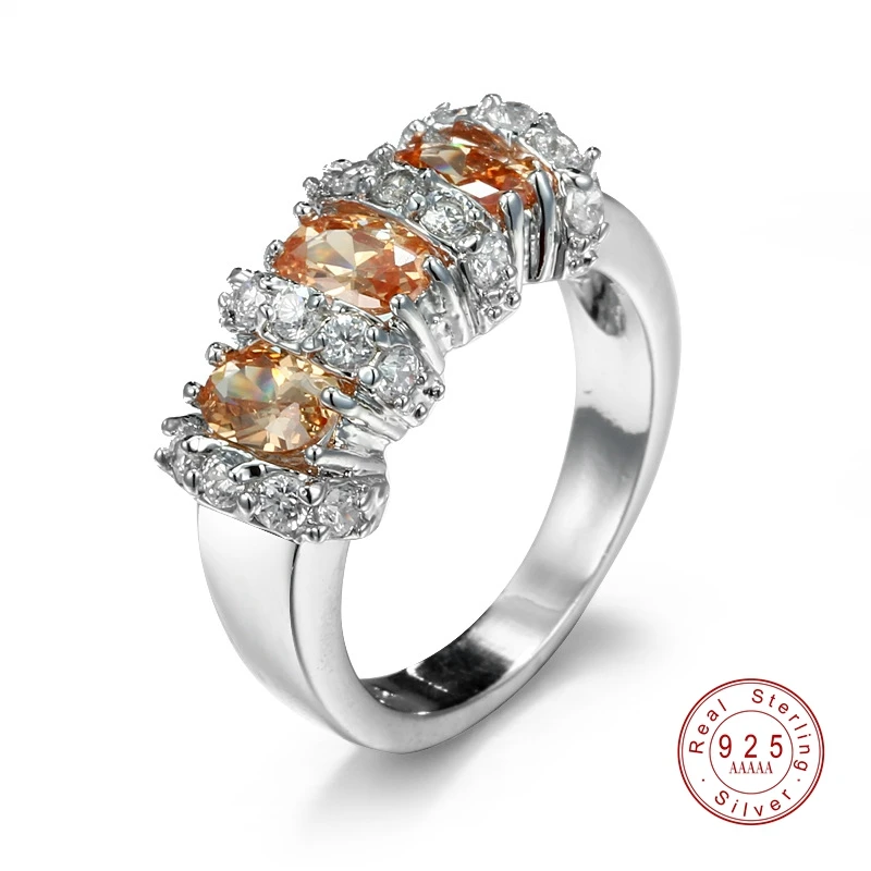 Горячая Распродажа, очаровательные Свадебные обручальные кольца из серебра S925 пробы для женщин, свадебные ювелирные изделия с кубическим цирконием и кристаллами