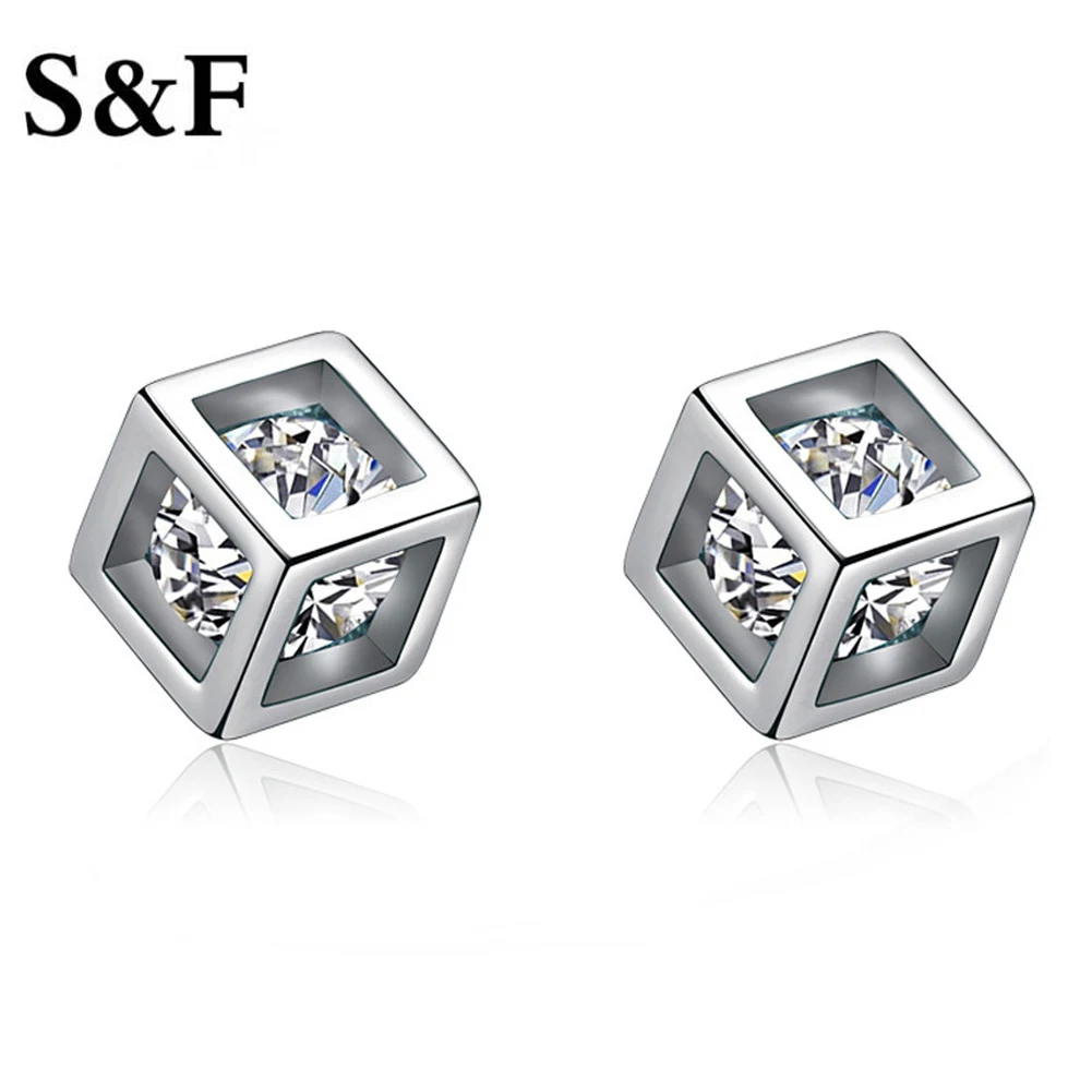 

Fashion Eight heart Eight Arrows Zircon Jewelry Happiness Rubik's Cube Earrings A Square Pendant Boucles D'oreilles Bijoux 2017