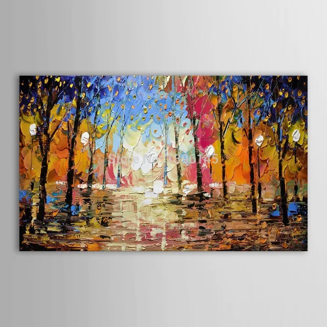 Grandi dimensioni dipinto a mano di 100 heavy texture paesaggio ... Dipinti olio su tela moderni