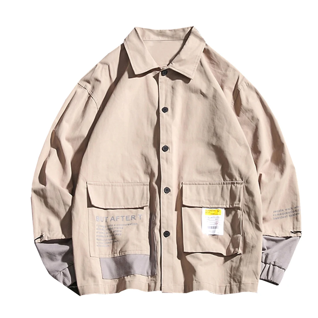 Aelfric Eden,, тонкая хлопковая куртка в японском стиле Харадзюку, хип-хоп, мужская уличная куртка с карманами и нашивками, повседневное пальто с буквенным принтом