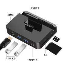 Adjustable USB Type C Phone Stand HUB Docking Station HDMI USB3.0 SD/TF Card Reader Power Adapte For SamSung XiaoMi