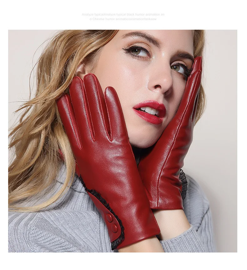 Зима Новое поступление женские модные перчатки из овчины перчатки из натуральной кожи с сенсорным экраном бархатные теплые зимние перчатки
