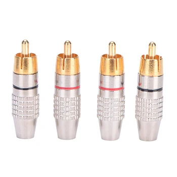 

4pcs Gold Plated RCA Male Plug Solder Audio Video Cable Adapters Connector