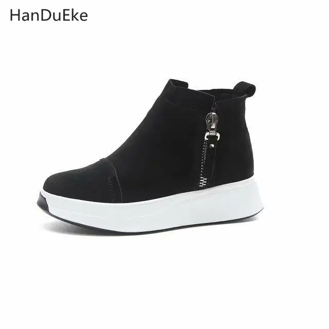 

2019 spring new suede women's fashion luxury flat non-slip comfortable shoes Simple versatile zipper woman sneakers off white