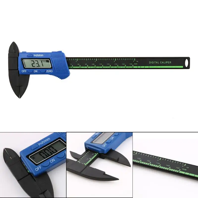 

LCD Digital Electronic Carbon Fiber Vernier Caliper Gauge Micrometer Measuring Electronic Digital Caliper Tool 150mm 6inch