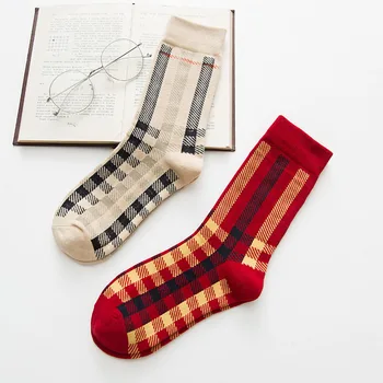 

Lattice Funny Happy Socks British Style Sub-gradient Women's Pure Happy Socks Warm Colorful Diamond Casual Dress Autumn and