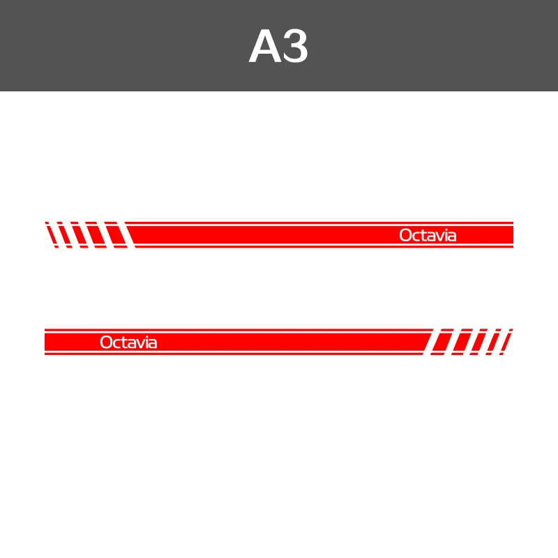 2 шт. Октавия виниловая наклейка на автомобиль боковые полосы стикер на автомобильную юбку автомобиля авто полосы обертывания наклейки на кузов графика для Skoda Octavia - Название цвета: Red