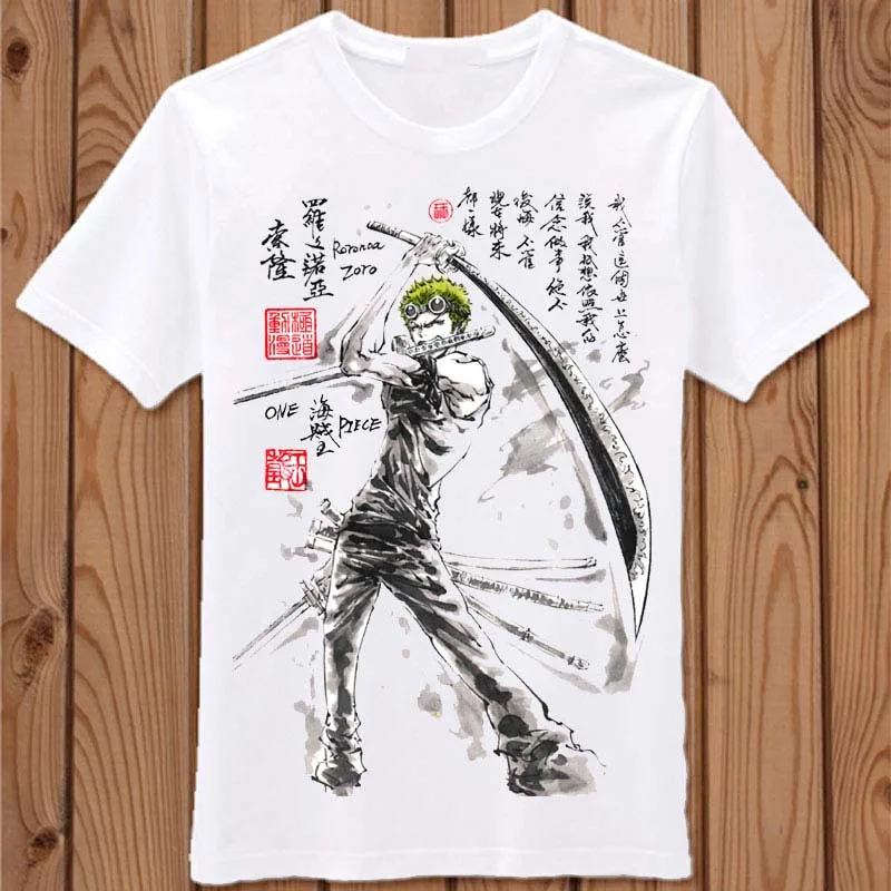 New One Zoro Sanji T-shirt Ink Painting 