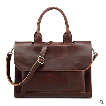 

2017 Men Casual Briefcase Business Shoulder Vintage PU Leather Bag Messenger Bags Computer Laptop Handbag Bag Men's Travel Bags