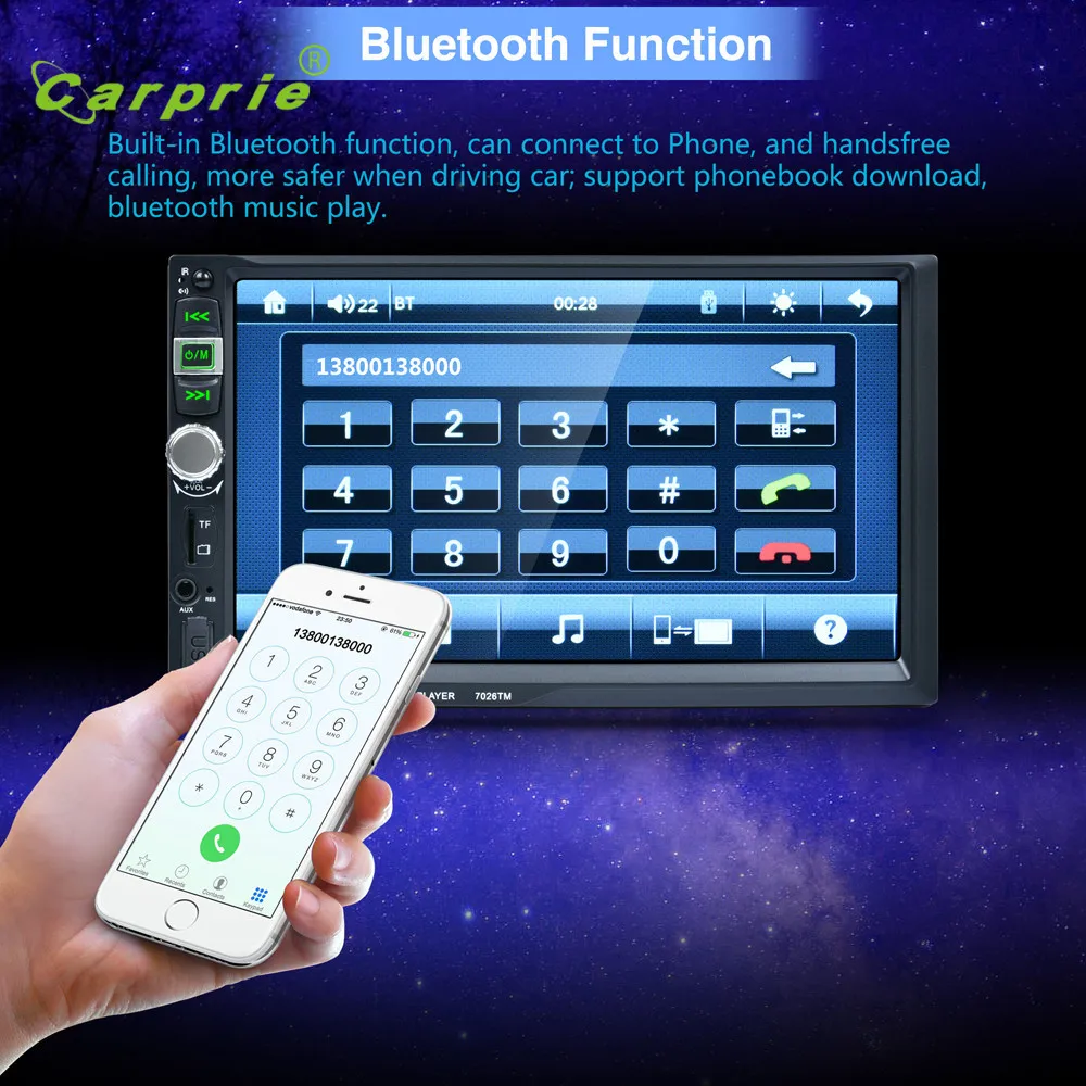 

Auto car-styling 7 Double Din Touchscreen In Dash Car 1080P Stereo Radio Mirror Link Mp5 Player car styling Feb24