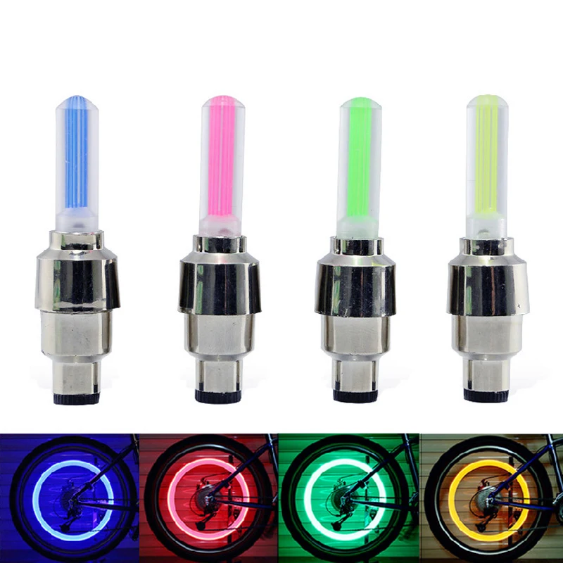 

2pcs waterproof bike bicycle wheel tire valve flash light led colorful cycling automatic cap spoke Neon Accessories